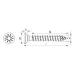 Vis de montage ASSY® 4 A2 CS Acier inoxydable A2 non allié, filetage total, tête fraisée - 5 mm, 42 mm, 9.8 mm, 3.9 mm, 100 pcs