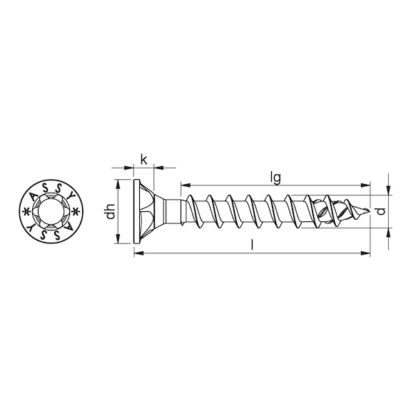 Vis bois Tête fraisée ASSY Cut Filetage Total Zingué