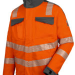 Veste haute visibilité fluo, classe 3 - Orange. Anthracite, XXL, 74 % polyester. 22 % coton. 4 % élasthanne, 1 pcs