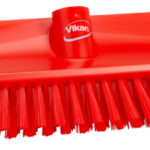 Brosse haute/basse / brosse de sol coudée, poils moyens - Rouge, Polypropylène. acier inoxydable, Polyester, 265 mm, 1 pcs