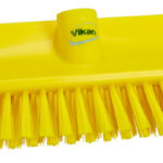 Brosse haute/basse / brosse de sol coudée, poils moyens - Jaune, Polypropylène. acier inoxydable, Polyester, 265 mm, 1 pcs