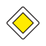 Panneaux de signalisation de type AB - AB6, RA1/A, Jaune. Blanc, 960 g, 1 pcs