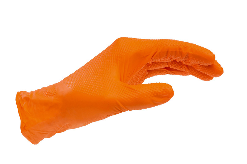 Gants nitrile non poudrés, taille XXL, boîte de 50, orange