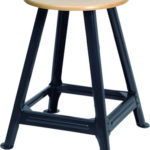 Tabouret d'atelier à 4 pieds - 500 mm, Revêtu par poudre, Gris noir RAL 7021, Hêtre, 1 pcs