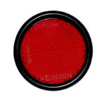 Catadioptre rond sur support plastique noir - Rond, Rouge, 90 mm, Noir, 10 pcs