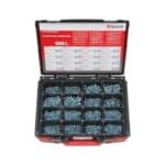 Vis à tôle, tête fraisée, assortiment - ISO 7050, Acier, Zinc. épaisseur du revêtement 5 µm, bleuté à bleuté irisé, brillant