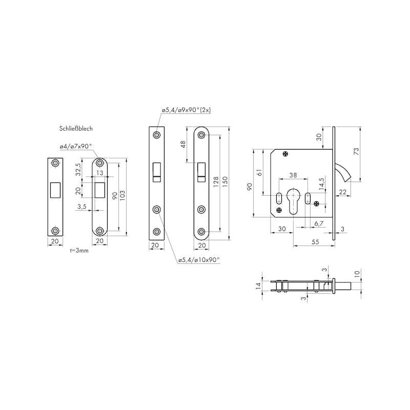 Serrure encastrée pour porte intérieure BB classe 2 - Würth Caraïbes /  Outre-Mer