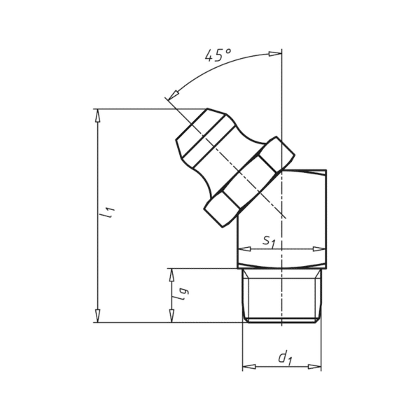 Graisseur conique 45° avec filetage autoformeur – Image 2