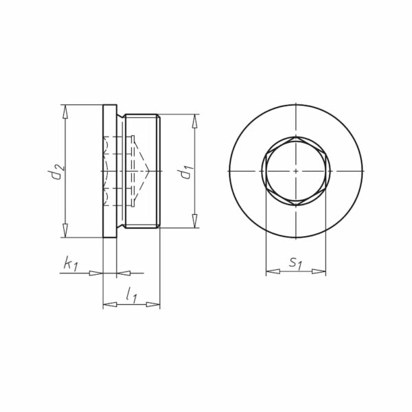 Bouchon six pans mâle et embase à filetage cylindrique – Image 2