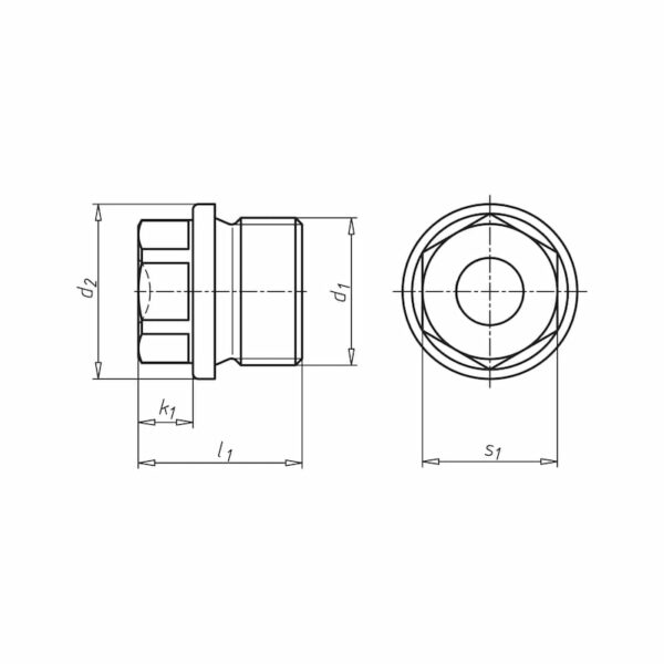 Bouchon à embase, tête hexagonale, filetage cylindrique – Image 2