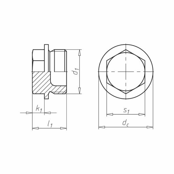 Bouchon tête hexagonale, filetage cylindrique – Image 2