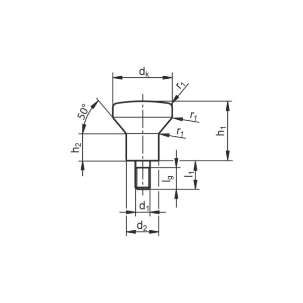 Bouton à tête à collerette large avec filetage mâle Hygienic USIT® – Image 2