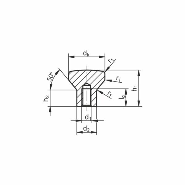 Bouton à collerette large avec filetage femelle Hygienic USIT® – Image 2