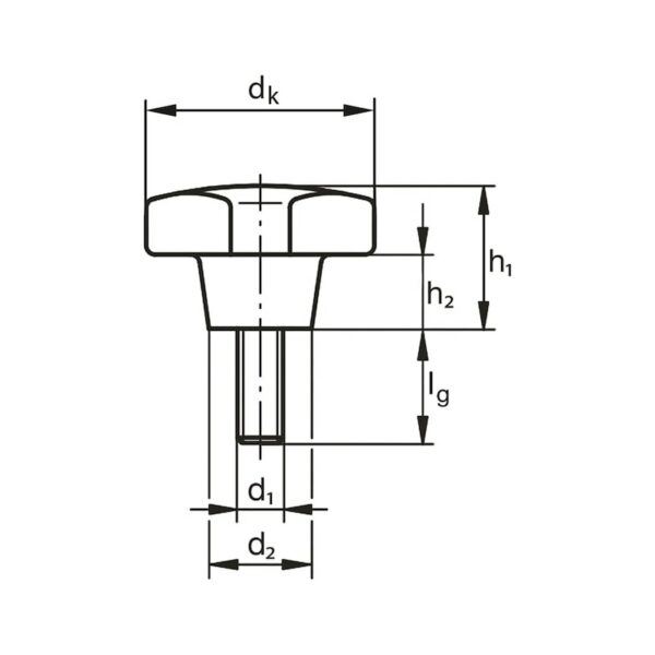 Poignée transversale thermodurcissable avec filetage mâle – Image 2