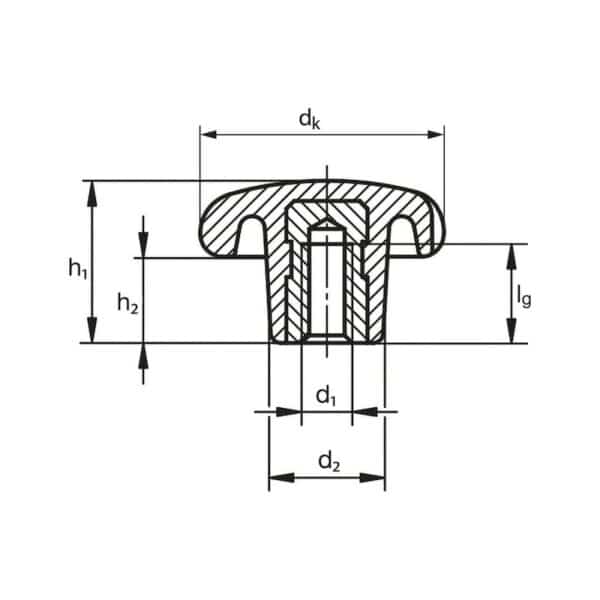Molette forme étoilée thermodurcie avec filetage femelle – Image 2