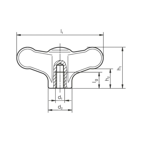 Ecrou à oreilles pour poignée  en acier inoxydable A2, poli – Image 2