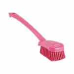 Brosse de lavage à long manche, dure - Rose, Polypropylène. acier inoxydable, Polyester, 415 mm