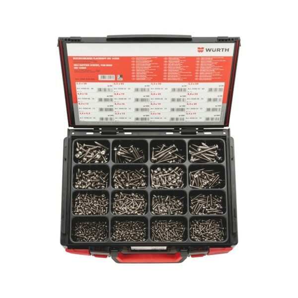 Assortiment de vis à tôle, tête plate