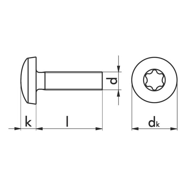 Vis à tête cylindrique bombée avec empreinte hexalobulaire – Image 2